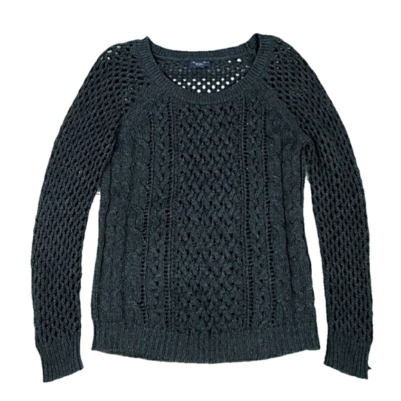 American Eagle Outfitters Sweaters - AEO Wmns M Wool Mix Gray Cable Sweater